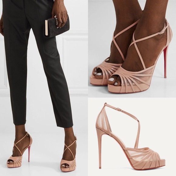 CHRISTIAN LOUBOUTIN Filamenta 120 leather mesh peep toe platform sandals 39.5 - Picture 16 of 16